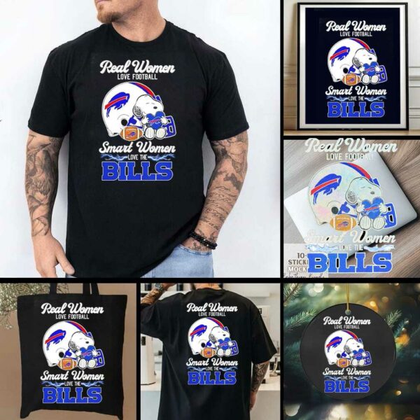 Snoopy real women love football smart women love the Buffalo Bills shirt