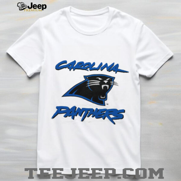 90’s Carolina Panthers Vintage White Cat Scratch Font NFL Plain Logo Shirt