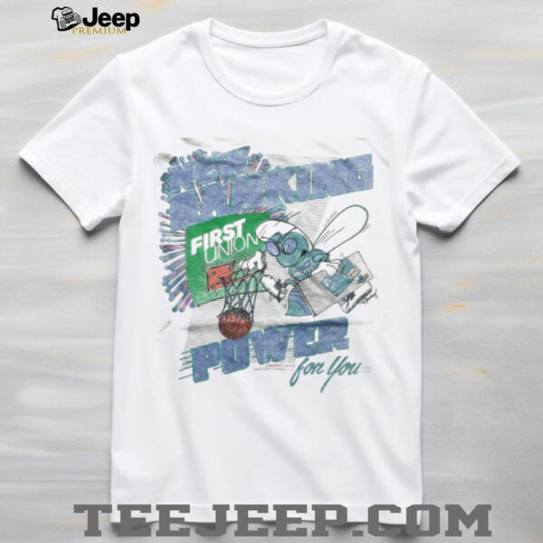90’s Charlotte Hornets x First Union “New Banking Power” Vintage Hugo Slam Dunk shirt