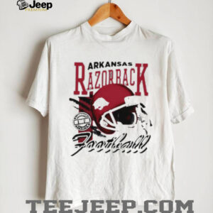 Arkansas Razorbacks hit that line varsity helmet shirt