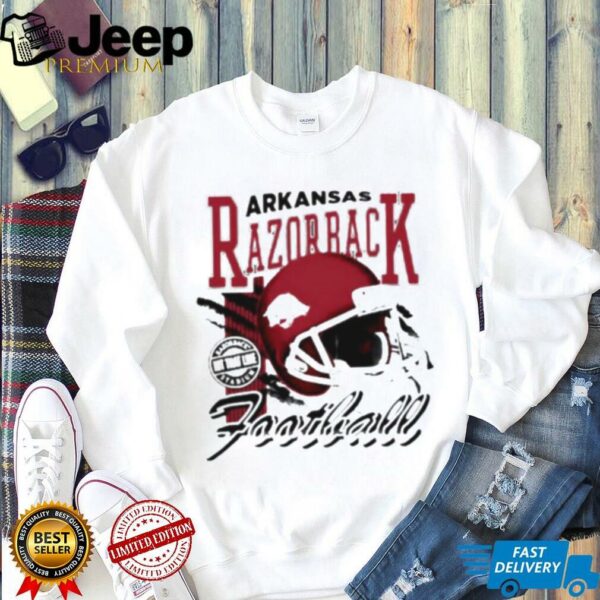 Arkansas Razorbacks hit that line varsity helmet shirt