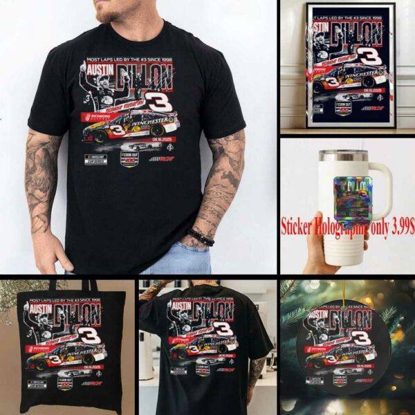 Austin Dillon Checkered Flag Sports Black 2025 Cook Out 400 Race Winner T Shirt