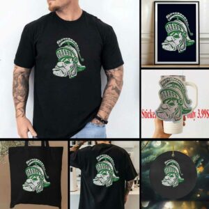 Awesome Michigan State University Spartans Big Head Logo T Shirt