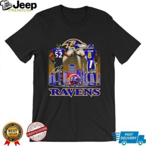 Baltimore Ravens R. Lewis and Jackson signature city skyline shirt