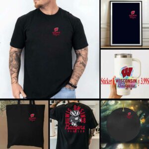 Black Wisconsin Badgers Comfort Colors Mascot Overlay T Shirt