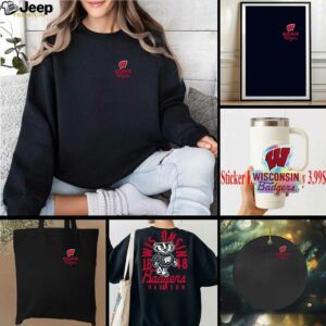 Black Wisconsin Badgers Comfort Colors Mascot Overlay T Shirt