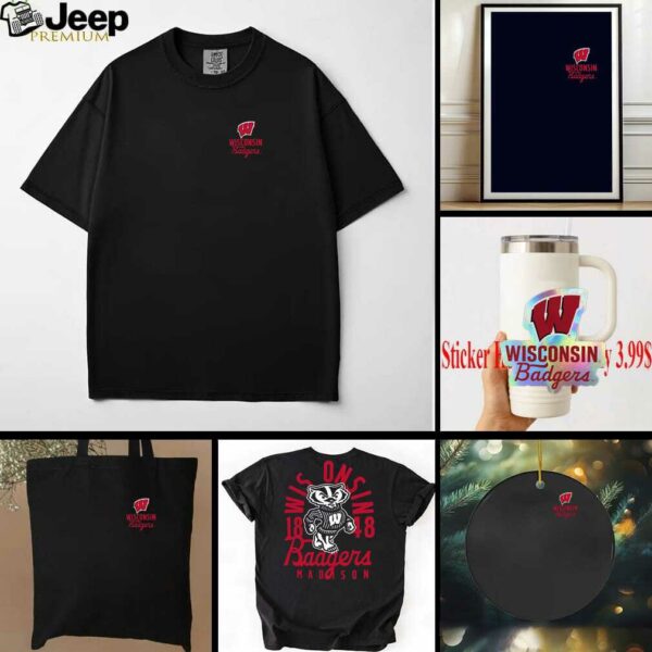 Black Wisconsin Badgers Comfort Colors Mascot Overlay T Shirt