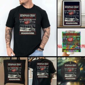 Bowman Gray Stadium Checkered Flag Sports Black 2026 NASCAR Clash Madhouse T Shirt
