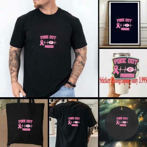 Breast Cancer Awareness Heartbeat Pink Out Green Bay Packers shirt
