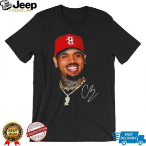 CB rapperBig face red hat gang graphic signature shirt