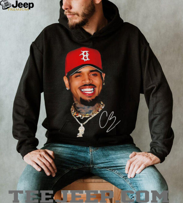 CB rapperBig face red hat gang graphic signature shirt
