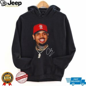 CB rapperBig face red hat gang graphic signature shirt
