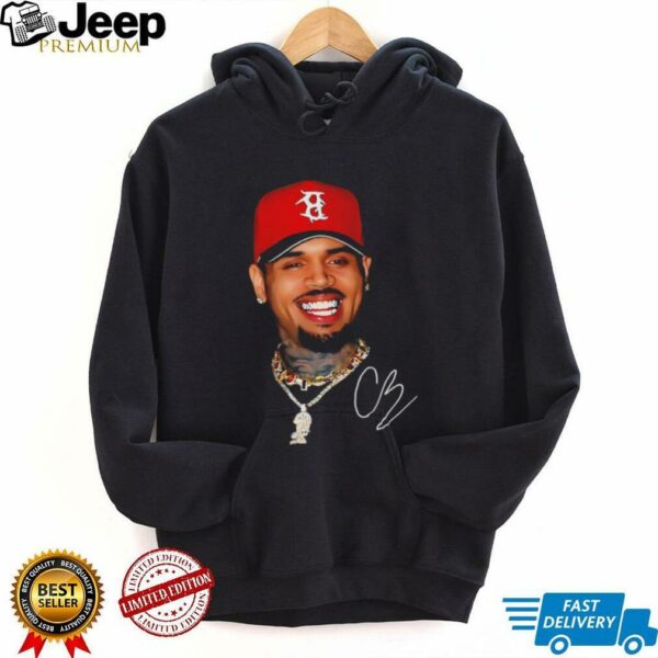 CB rapperBig face red hat gang graphic signature shirt