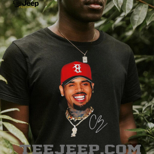 CB rapperBig face red hat gang graphic signature shirt