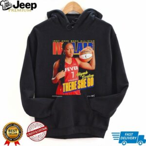 Caitlin Clark wearing Aliyah Boston there she go Indiana Fever WSLAM shirt
