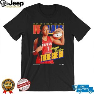 Caitlin Clark wearing Aliyah Boston there she go Indiana Fever WSLAM shirt