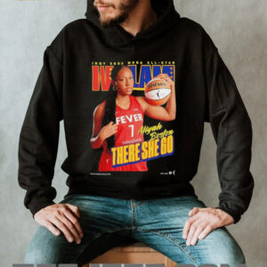 Caitlin Clark wearing Aliyah Boston there she go Indiana Fever WSLAM shirt