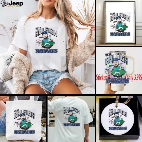 Cal Raleigh caricature swing Seattle Mariners shirt