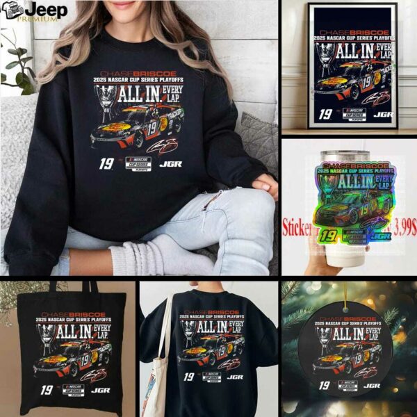 Chase Briscoe Checkered Flag Sports Black 2025 NASCAR Cup Series Playoffs Bass Pro T Shirt