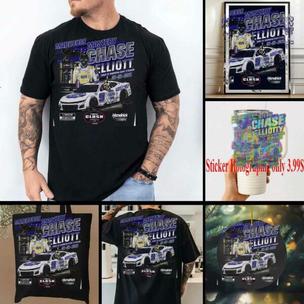 Chase Elliot Checkered Flag Sports 2025 Cook Out Clash at Bowman Gray Race Winner T Shirt