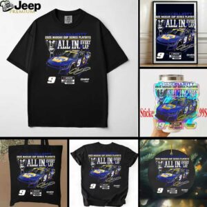 Chase Elliott Checkered Flag Sports Black 2025 NASCAR Cup Series Playoffs NAPA All In T Shirt