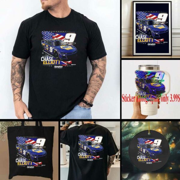 Chase Elliott Hendrick Motorsports Team Collection NAPA Patriotic Car T Shirt
