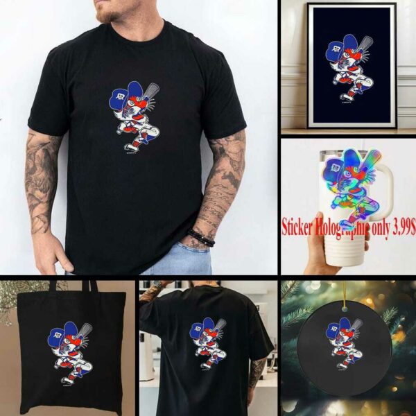 Chef reactions Detroit Tigers baseball swinging kitty mascot shirt