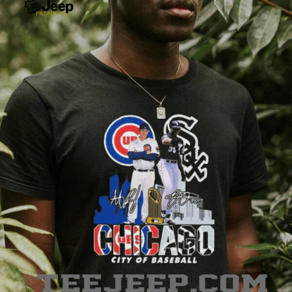 Chicago City Of Baseball Cubs And White Sox Signatures T shirt