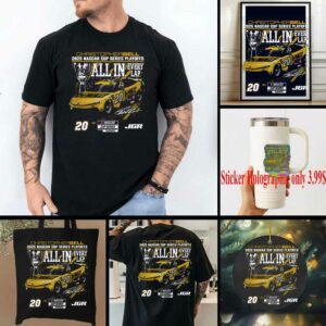 Christopher Bell Checkered Flag Sports Black 2025 NASCAR Cup Series Playoffs DeWalt All In T Shirt