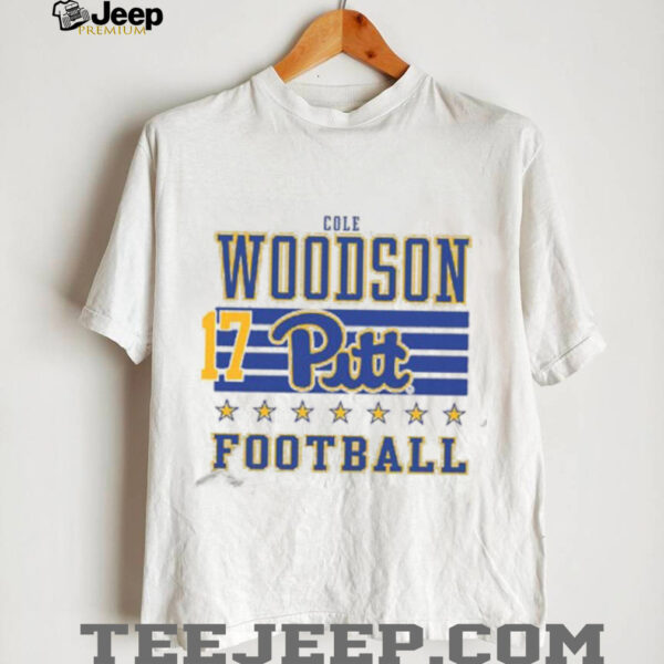 Cole Woodson Rally Mens Ash Pitt Panthers NIL Striped Player T Shirt