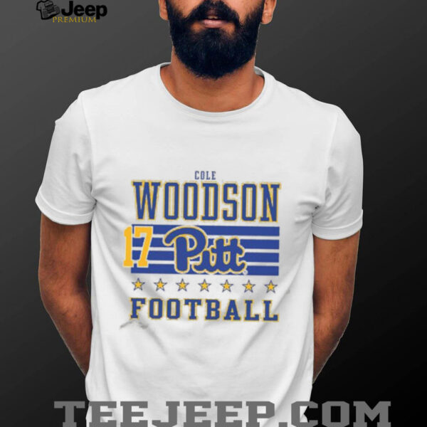 Cole Woodson Rally Mens Ash Pitt Panthers NIL Striped Player T Shirt