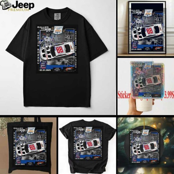 Connor Zilisch Checkered Flag Sports Black 2025 Focused Health 250 Race Winner T Shirt
