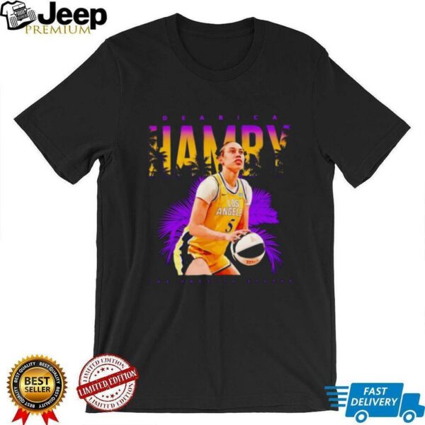 Dearica Hamby post moves Los Angeles Sparks shirt