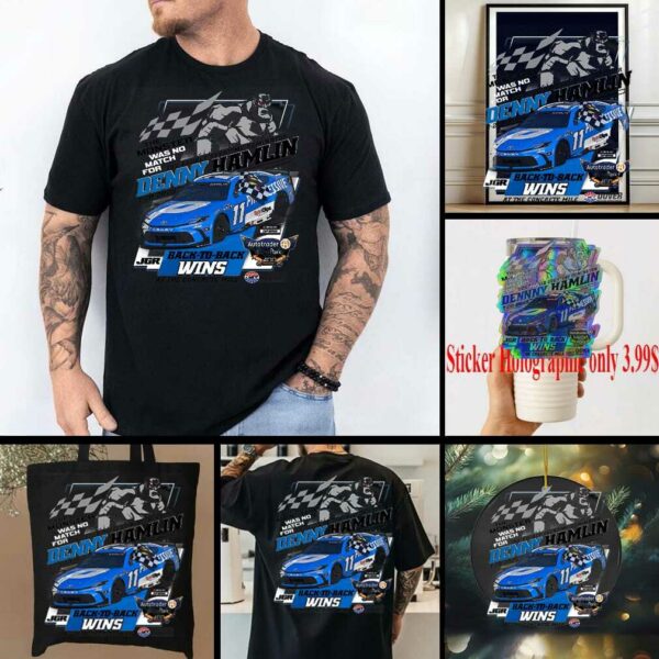 Denny Hamlin Checkered Flag Sports 2025 Autotrader EchoPark Automotive 400 Race Win T Shirt