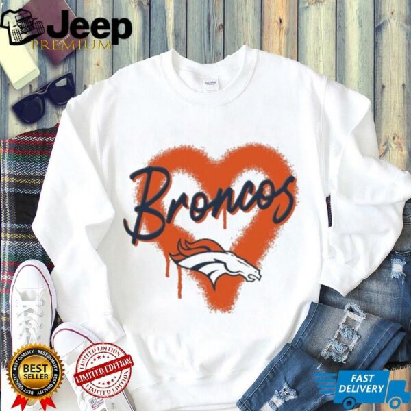 Denver Broncos Spray Heart Boxy T Shirt
