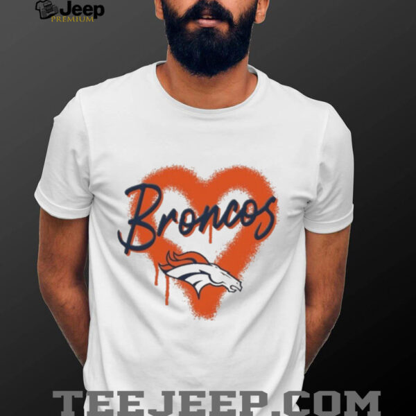 Denver Broncos Spray Heart Boxy T Shirt