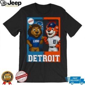 Detroit Lions and Detroit Tigers mascot play card shirt