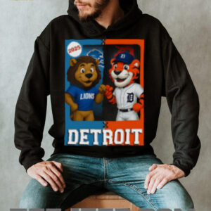 Detroit Lions and Detroit Tigers mascot play card shirt