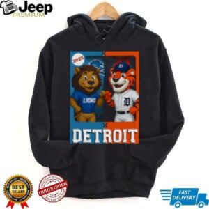 Detroit Lions and Detroit Tigers mascot play card shirt