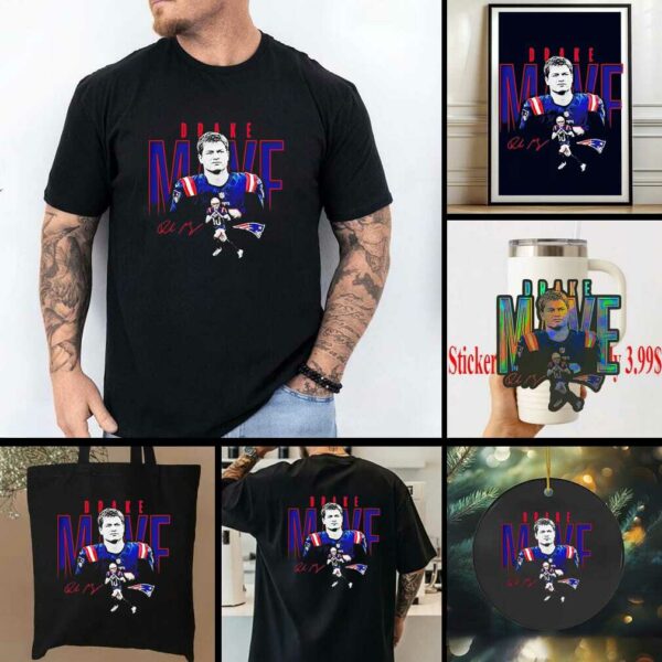 Drake Maye shadow player signature New England Patriots shirt