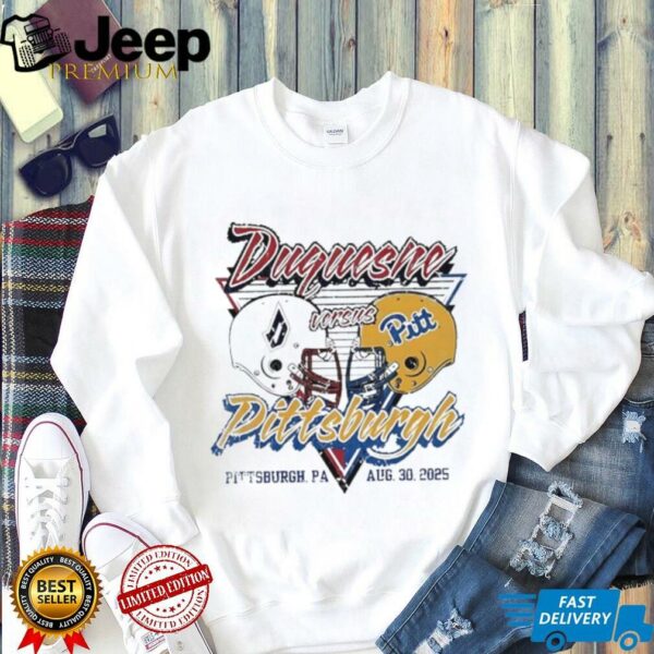 Duquesne Dukes vs Pitt Panthers 2025 NCAA helmet shirt