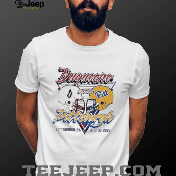 Duquesne Dukes vs Pitt Panthers 2025 NCAA helmet shirt