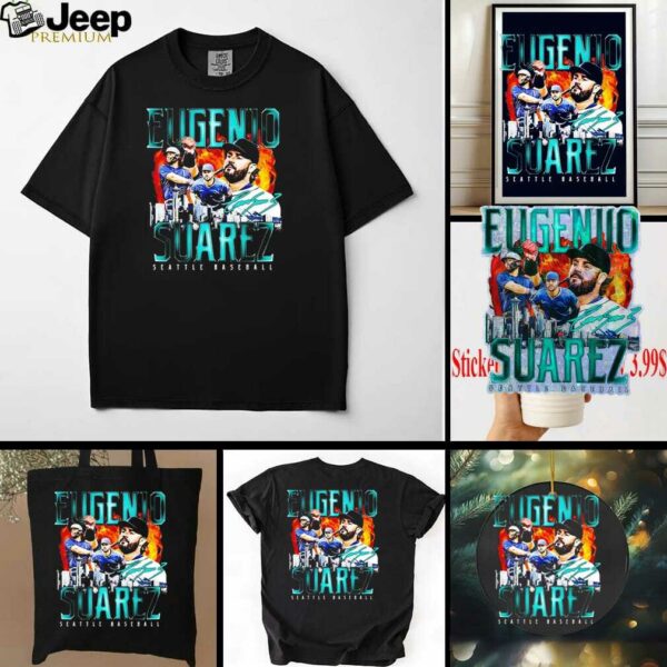 Eugenio Suarez triple player skyline Seattle Mariners shirt