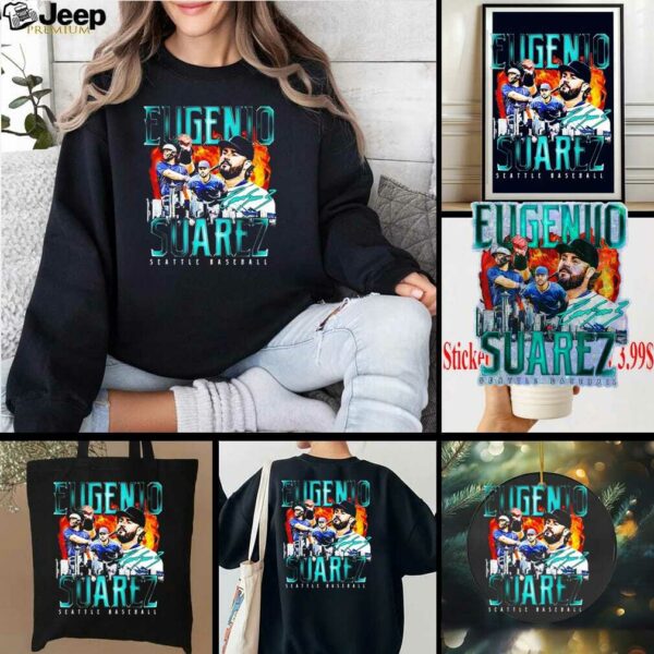 Eugenio Suarez triple player skyline Seattle Mariners shirt