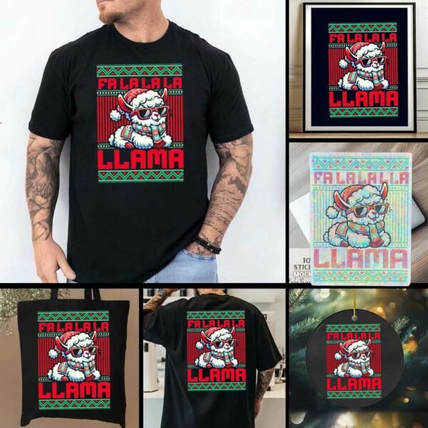 Fa La La La Llama Santa Christmas shirt