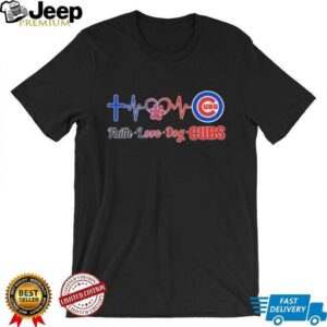 Faith love dog Chicago Cubs heartbeat shirt
