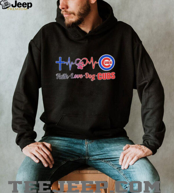 Faith love dog Chicago Cubs heartbeat shirt