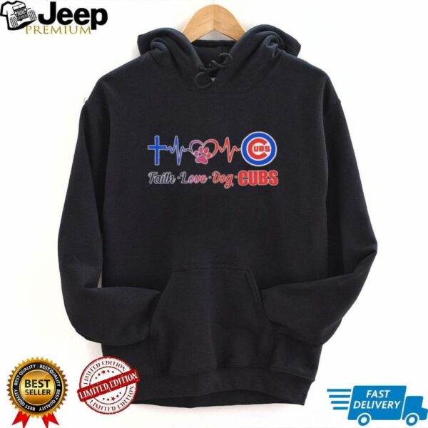 Faith love dog Chicago Cubs heartbeat shirt