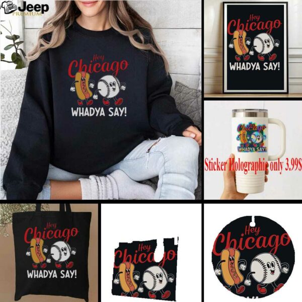 Funny Hey Chicago Whadya Say Baseball And Hot Dog Retro T Shirt