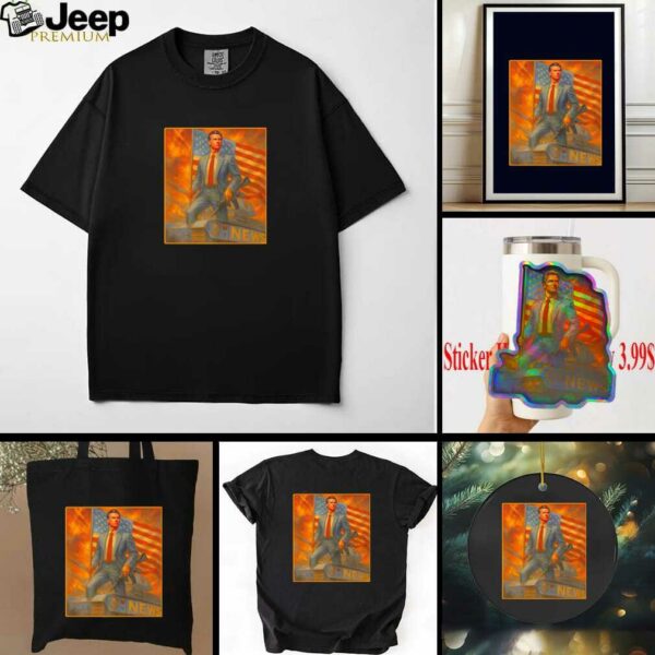 Gavin Newsom Patriotic Tank with Flag and Rifle Artwork shirt
